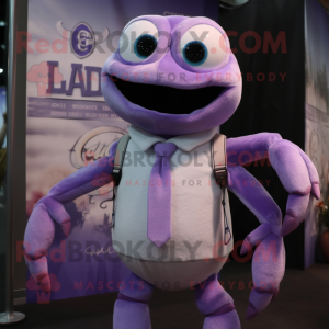 Lavender Crab mascot costume character dressed with a V-Neck Tee and Ties