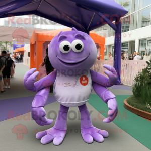 Lavender Crab mascot costume character dressed with a V-Neck Tee and Ties