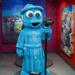 Blue Camera maskot kostume...