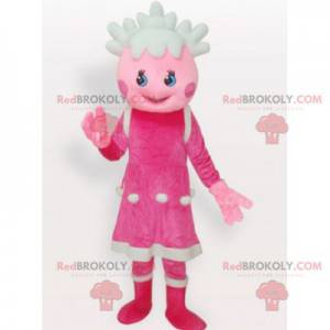 Mascotte de fille de poupée rose et blanche - Redbrokoly.com