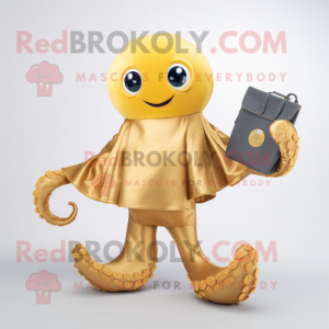 Gold Octopus maskot kostyme...