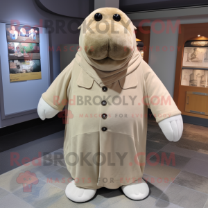 Cream Walrus maskot kostume...