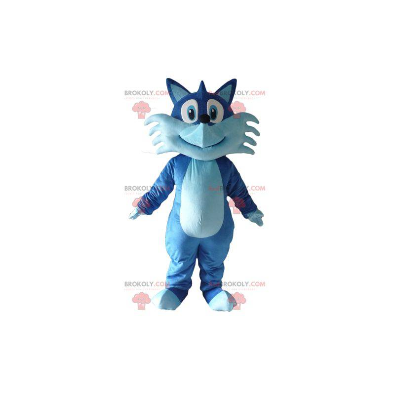 Mascote linda raposa azul bicolor sorrindo - Redbrokoly.com