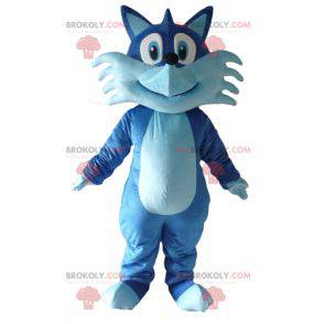 Maskot ganska tvåfärgad blå räv leende - Redbrokoly.com