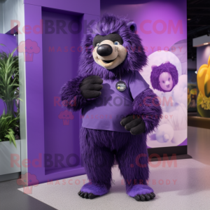 Purple Sloth Bear maskot...