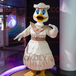 Tan Swans mascot costume character dressed with a Skirt and Belts