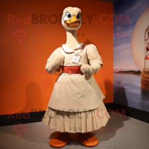 Tan Swans mascot costume character dressed with a Skirt and Belts