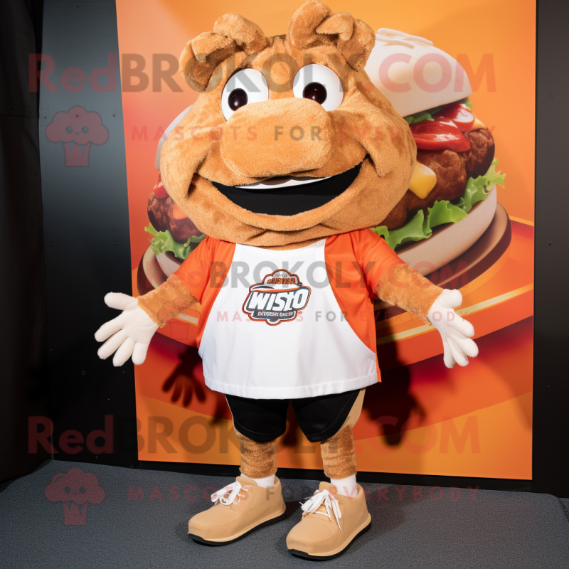 nan Pulled Pork Sandwich mascot costume character dressed with a Polo Shirt and Shoe clips