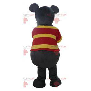 Fun gray and pink mouse mascot with a striped t-shirt -