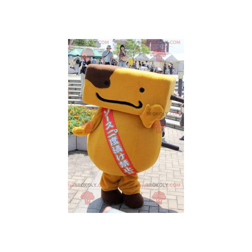 Mascotte de bonhomme orange et marron très souriant - Mascotte de bonhomme orange et marron très souriant -