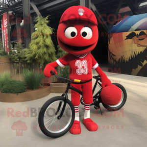 Rød Unicyclist maskot drakt...