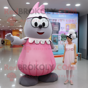 Grå Pink maskot kostume...