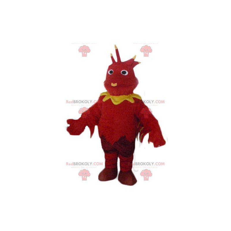 Mascotte de dragon d'oiseau rouge et jaune - Redbrokoly.com