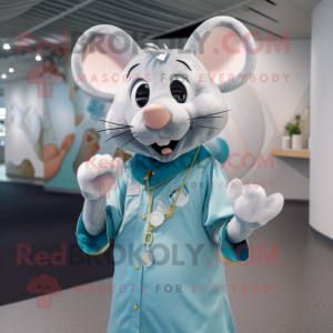 Cyan Rat mascotte kostuum...