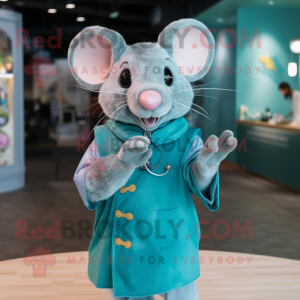 Cyan Rat mascotte kostuum...