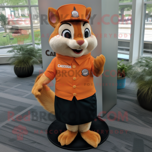 Orange Chipmunk mascot costume character dressed with a Mini Dress and Pocket squares