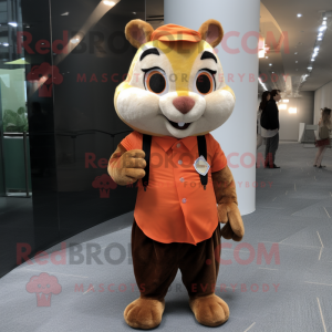 Orange Chipmunk mascot costume character dressed with a Mini Dress and Pocket squares
