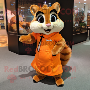 Orange Chipmunk mascot costume character dressed with a Mini Dress and Pocket squares