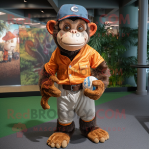 Rust Chimpanzee mascot costume character dressed with a Baseball Tee and Wallets