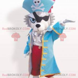 Mascote de cachorro lobo fantasiado de pirata - Redbrokoly.com