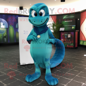 Cyan Snake maskot kostume...