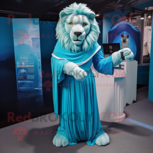 Cyan Lion mascotte kostuum...