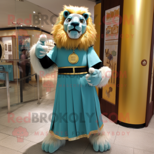Cyan Lion mascotte kostuum...