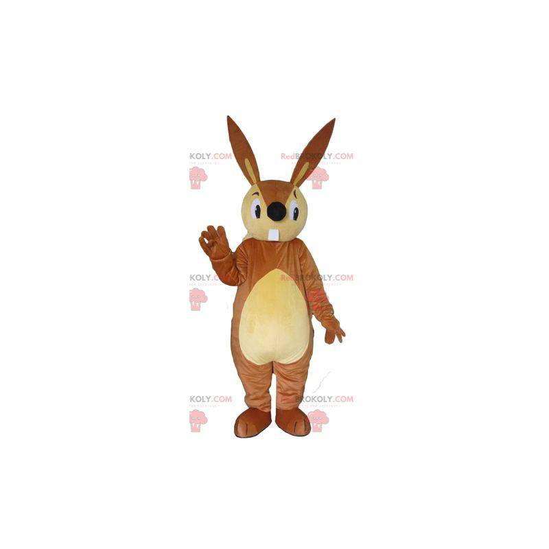 Grande mascotte coniglio marrone e beige - Redbrokoly.com