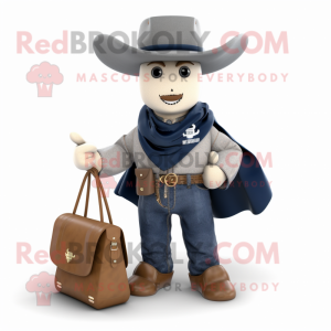 Navy Cowboy mascot costume character dressed with a Cardigan and Wallets