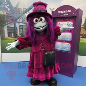 Magenta Graveyard mascot costume character dressed with a A-Line Skirt and Wallets