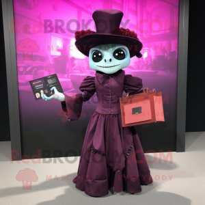 Magenta Graveyard mascot costume character dressed with a A-Line Skirt and Wallets