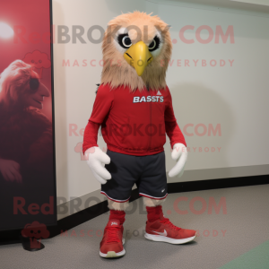 Red Haast'S Eagle mascot costume character dressed with a Joggers and Shoe laces