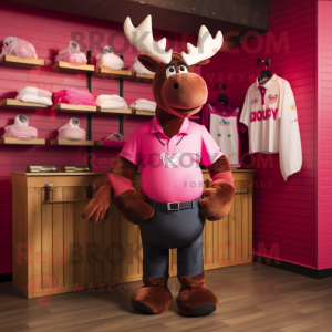 Pink Moose mascotte kostuum...