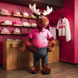 Pink Moose maskot kostume...