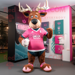 Pink Moose mascotte kostuum...