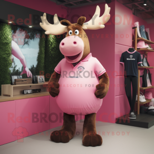 Pink Moose maskot kostume...