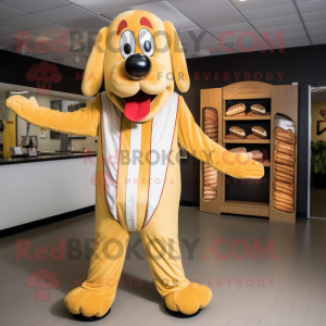 Gold Hot Dog maskot drakt...