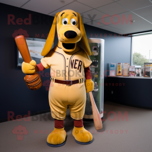Gold Hot Dog maskot kostume...