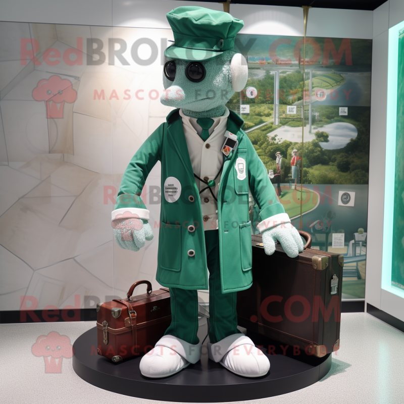 Forest Green Doctor mascot costume character dressed with a Playsuit and Handbags