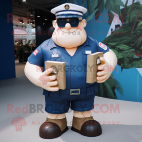 Navy Strongman mascot costume character dressed with a Cargo Pants and Reading glasses