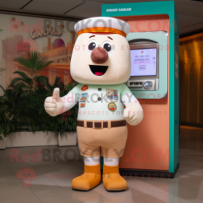 Cream Gumball Machine mascot costume character dressed with a Cargo Shorts and Digital watches