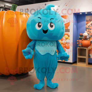 Cyan pumpa maskot kostym...