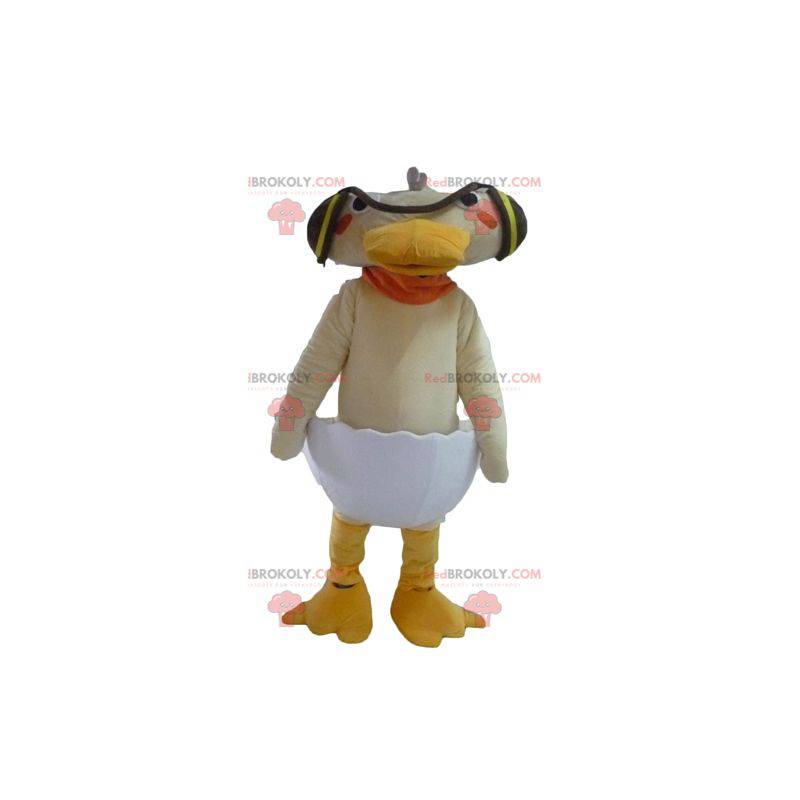 Mascot pato beige en una cáscara de huevo - Redbrokoly.com