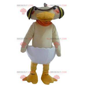 Mascote de pato bege com casca de ovo - Redbrokoly.com
