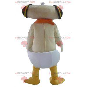 Mascottekostuum beige eend in eierschaal