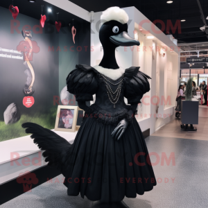 Black Swans mascot costume character dressed with a Dress and Watches