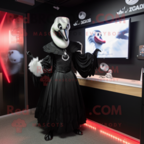 Black Swans mascot costume character dressed with a Dress and Watches