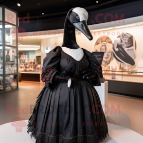 Black Swans mascot costume character dressed with a Dress and Watches