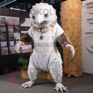 Hvit Pangolin maskot drakt...