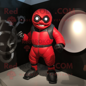 Röd Cyclops maskotdräkt...